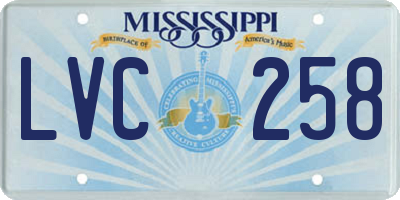 MS license plate LVC258