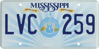 MS license plate LVC259