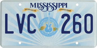 MS license plate LVC260