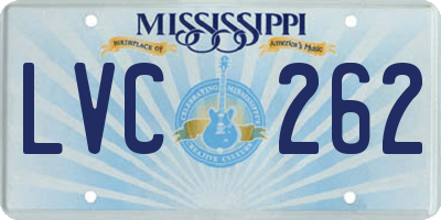MS license plate LVC262