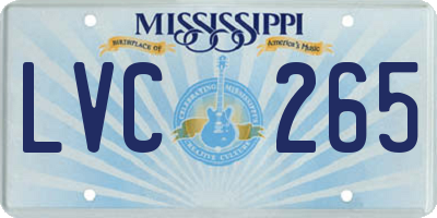 MS license plate LVC265