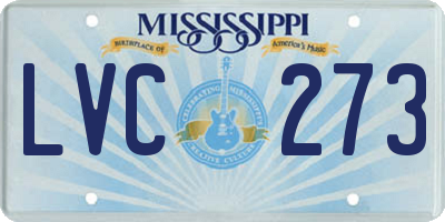 MS license plate LVC273