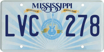 MS license plate LVC278