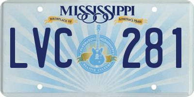 MS license plate LVC281