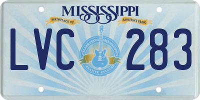 MS license plate LVC283