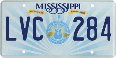 MS license plate LVC284