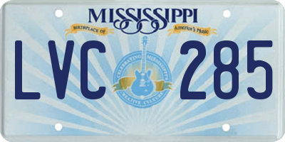 MS license plate LVC285