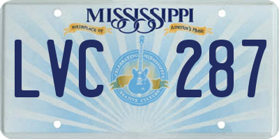 MS license plate LVC287