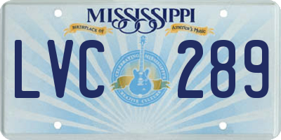 MS license plate LVC289