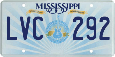 MS license plate LVC292