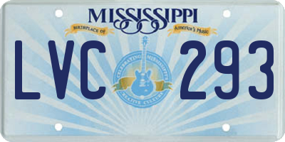 MS license plate LVC293