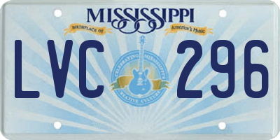MS license plate LVC296
