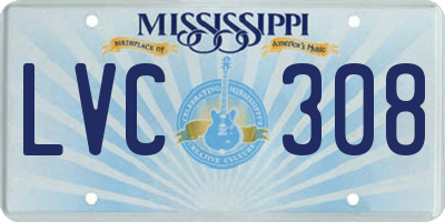 MS license plate LVC308