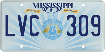 MS license plate LVC309