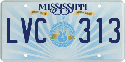 MS license plate LVC313