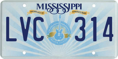 MS license plate LVC314