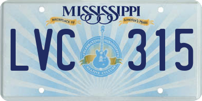 MS license plate LVC315