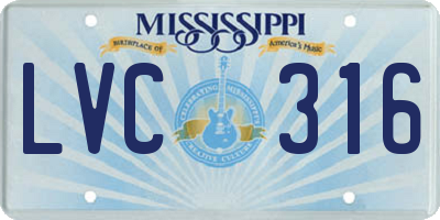 MS license plate LVC316