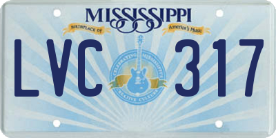 MS license plate LVC317