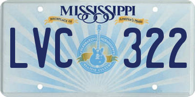 MS license plate LVC322