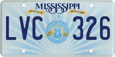 MS license plate LVC326