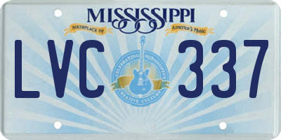 MS license plate LVC337