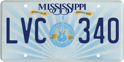 MS license plate LVC340