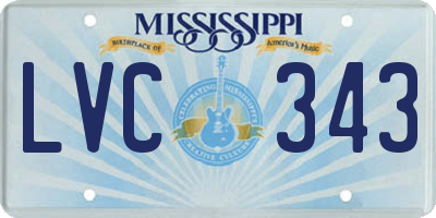 MS license plate LVC343