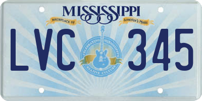 MS license plate LVC345