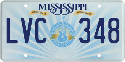 MS license plate LVC348