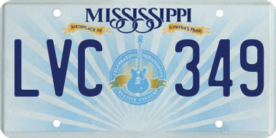 MS license plate LVC349