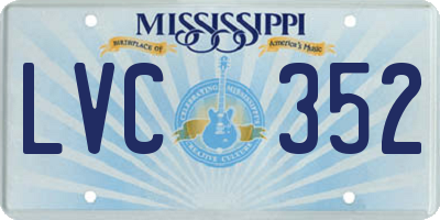 MS license plate LVC352