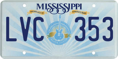 MS license plate LVC353