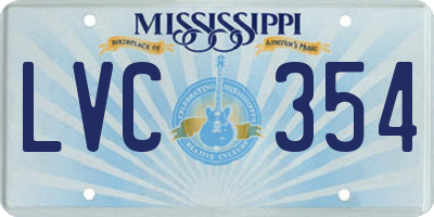MS license plate LVC354