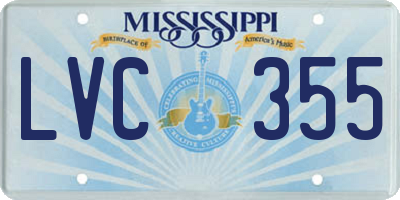 MS license plate LVC355