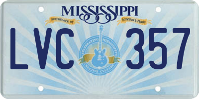 MS license plate LVC357