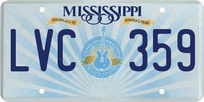 MS license plate LVC359