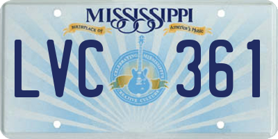 MS license plate LVC361