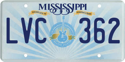 MS license plate LVC362