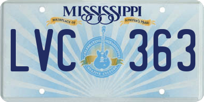 MS license plate LVC363