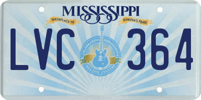 MS license plate LVC364