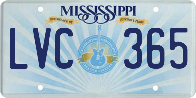 MS license plate LVC365