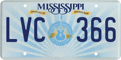 MS license plate LVC366