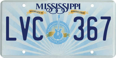 MS license plate LVC367