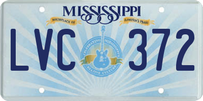 MS license plate LVC372