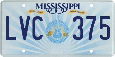 MS license plate LVC375