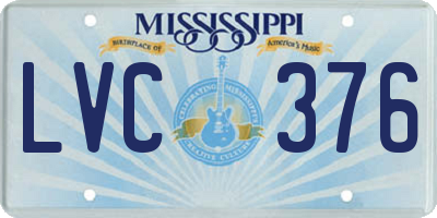 MS license plate LVC376
