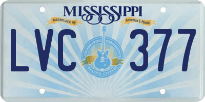 MS license plate LVC377