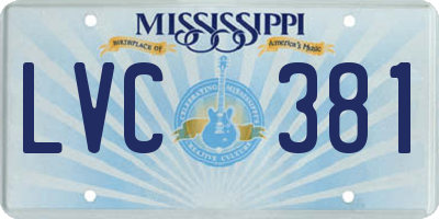 MS license plate LVC381