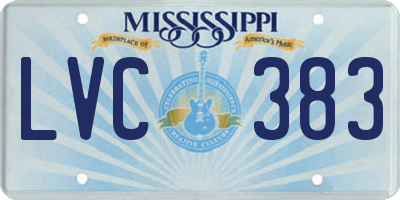 MS license plate LVC383